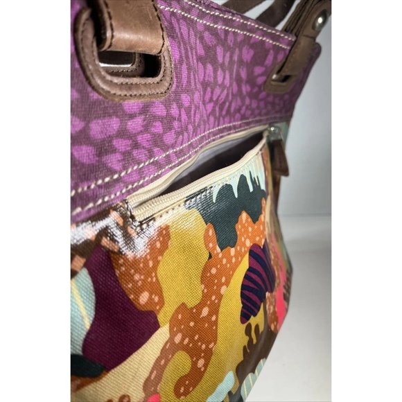 Fossil Multicolor Tree Nature Print Coated Canvas Tote Shoulder Bag - Picture 7 of 16